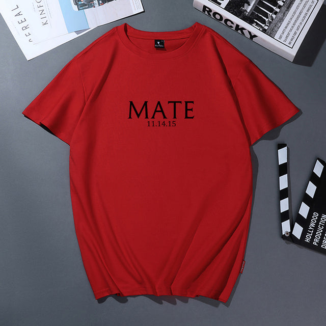 Cotton T Shirt Women Men Korean Casual Simple Tshirt Woman Clothes Tops O-neck Soul Mate Letter T-shirt Couple Matching Outfits