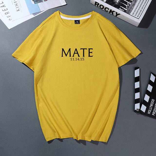 Cotton T Shirt Women Men Korean Casual Simple Tshirt Woman Clothes Tops O-neck Soul Mate Letter T-shirt Couple Matching Outfits