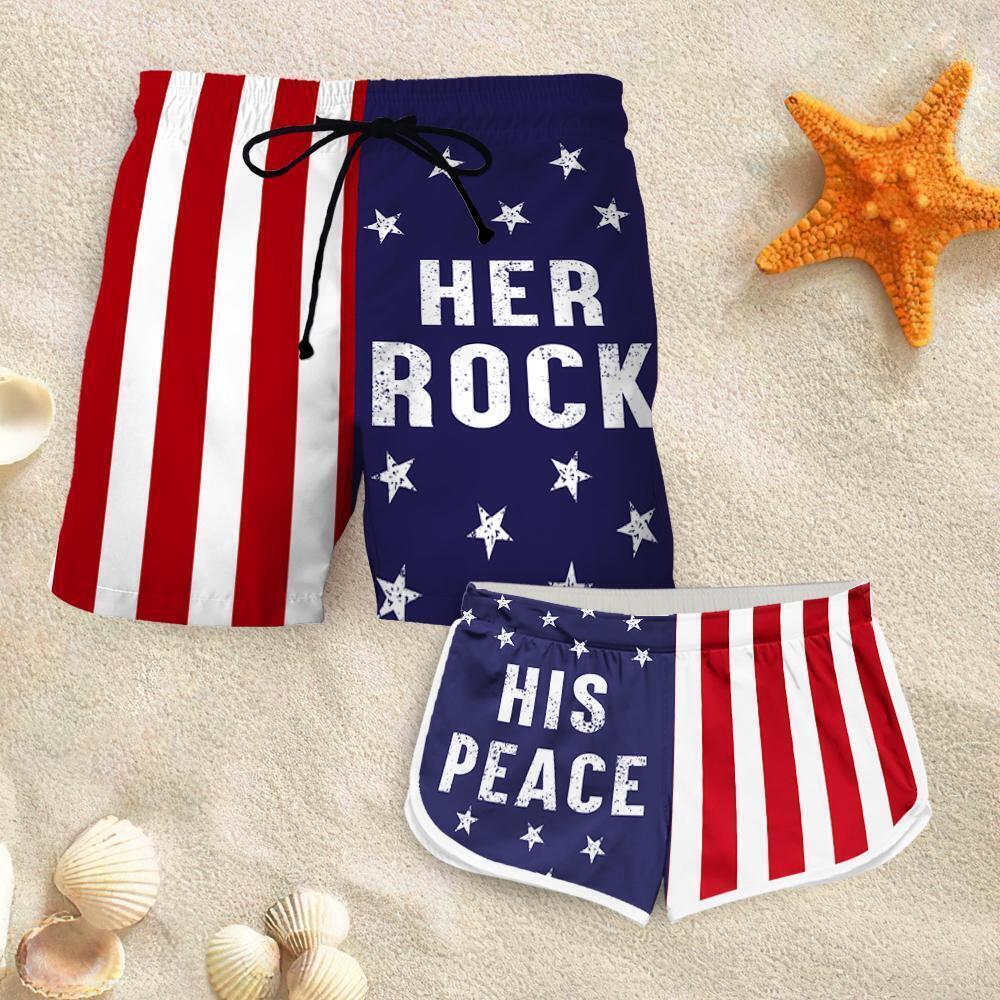 CLOOCL Couple Matching Shorts Her Rock and His Peace Printing 3D Fashion Men Women Shorts for Couple Outfit Beach Shorts
