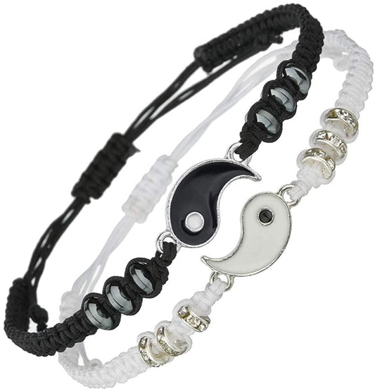 Best Friend Bracelets for 2 Matching Adjustable Cord Bracelet for Bff Friendship Boyfriend Girlfriend Valentines Gift