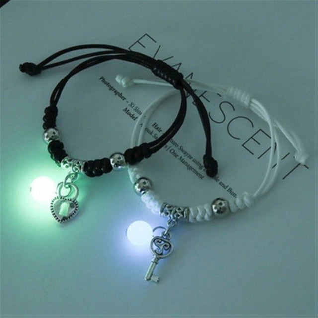 2PC/Set Fashion Luminous Cat Star Moon Bracelet Couple Handmade Adjustable Rope Matching Friend Bracelets Love Jewelry Gifts