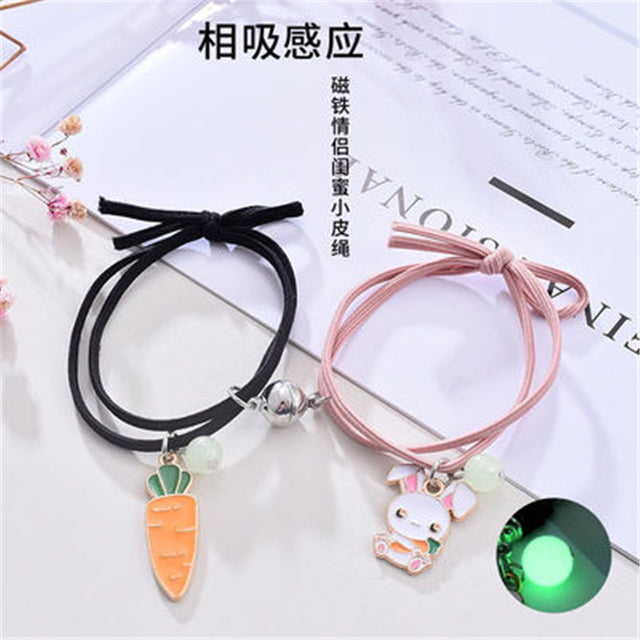 2PC/Set Fashion Luminous Cat Star Moon Bracelet Couple Handmade Adjustable Rope Matching Friend Bracelets Love Jewelry Gifts