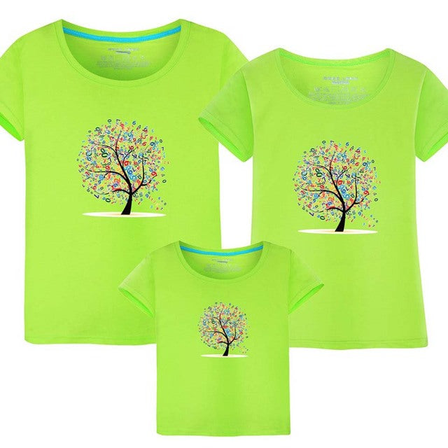 New Summer Couple T-shirt Outfits Cotton Father Mother Son Daughter Short Sleeve Family Matching Birthday Shirt Family Matching