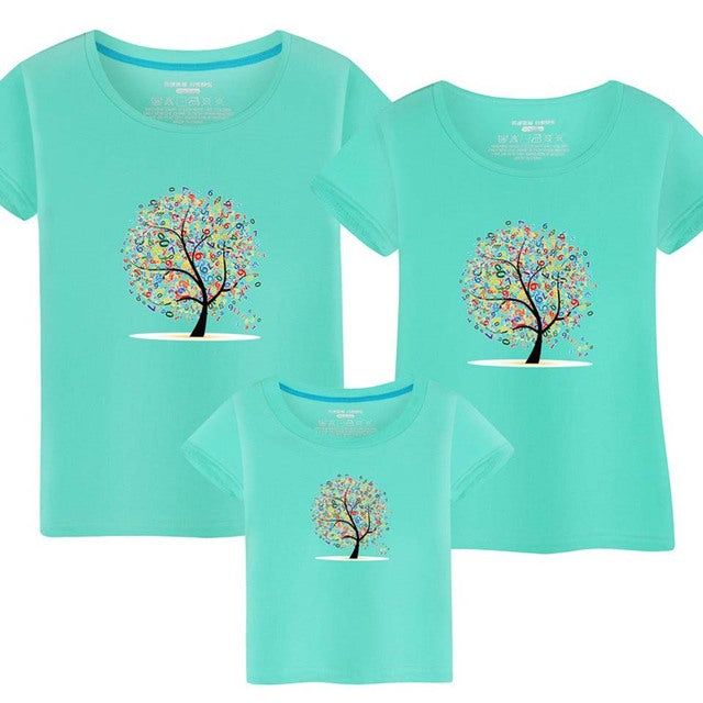 New Summer Couple T-shirt Outfits Cotton Father Mother Son Daughter Short Sleeve Family Matching Birthday Shirt Family Matching