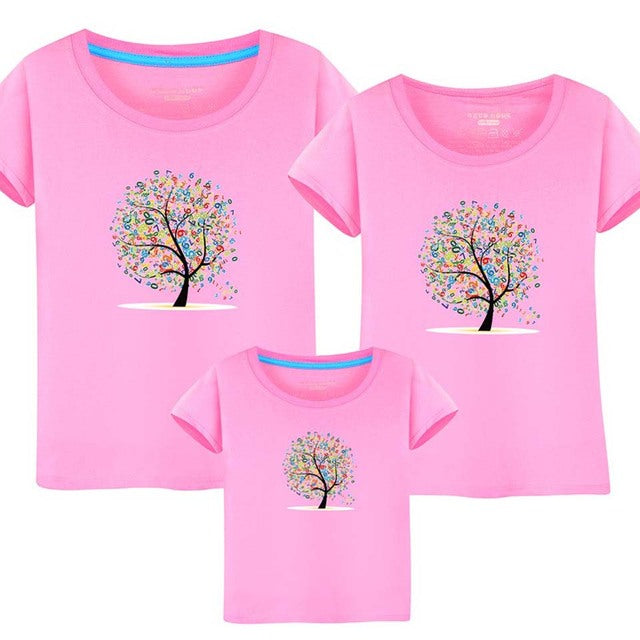 New Summer Couple T-shirt Outfits Cotton Father Mother Son Daughter Short Sleeve Family Matching Birthday Shirt Family Matching