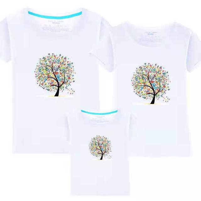 New Summer Couple T-shirt Outfits Cotton Father Mother Son Daughter Short Sleeve Family Matching Birthday Shirt Family Matching