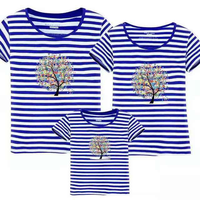 New Summer Couple T-shirt Outfits Cotton Father Mother Son Daughter Short Sleeve Family Matching Birthday Shirt Family Matching