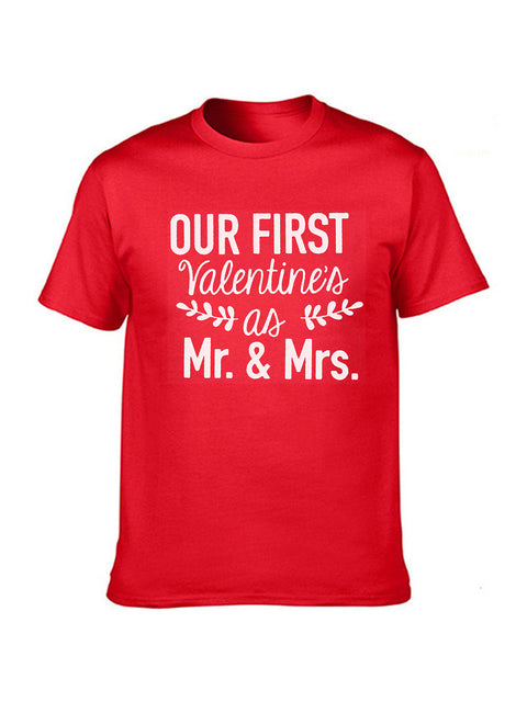 First Valentines As Mr Mrs Couple Outfit Women Men Matching T-Shirts Husband Wife Lover Tees Tops Femme Camisetas Love Gift