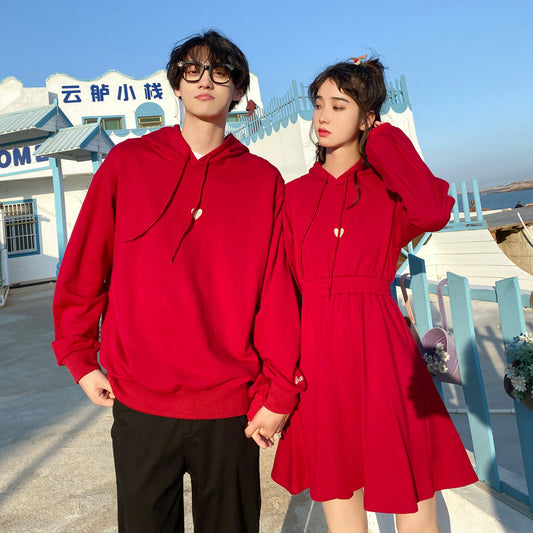 Couple Matching Hoodies Sweatshirt Dress Sport Clothes College School Korean Fashion Style Young Pair Lovers Women Outfit Wear R