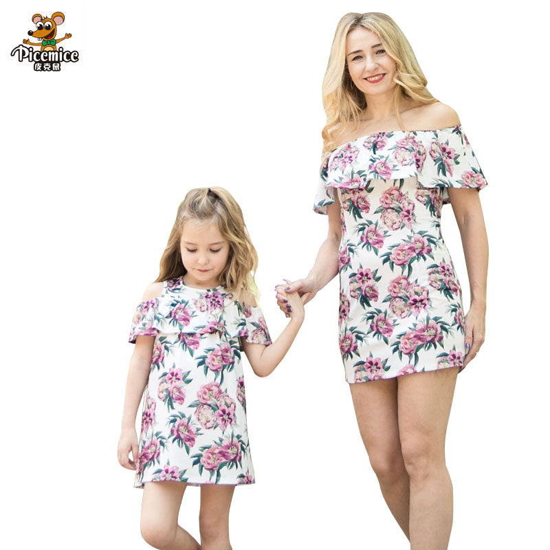 Mother Daughter Dress Family Clothing Fashion Mom And Kids Couple Look Print Family Matching Outfits Children Baby Girls Clothes