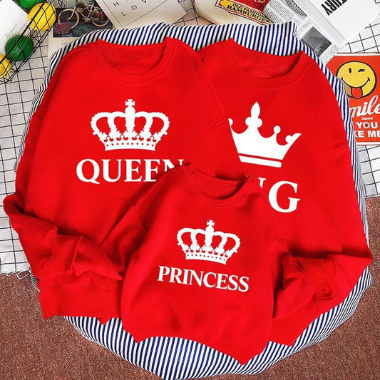 Matching Family Outfits King Queen Prince Princess Shirt Mother Father Daughter Son Sweatshirt Set Couple Clothes Crown Pullover