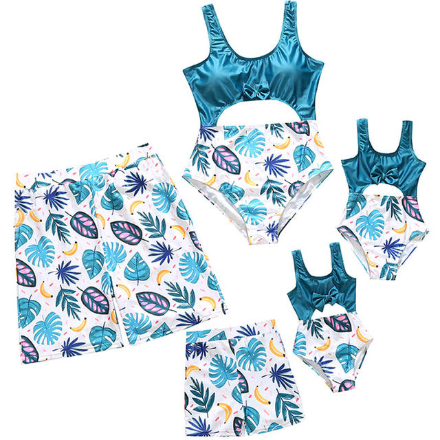 Family Matching Swimwear 2022 Mom Daughter Lemon Print Bikini Dad Son Bathing Suit Women Men Couples Outfits Girls Boys Swimsuit