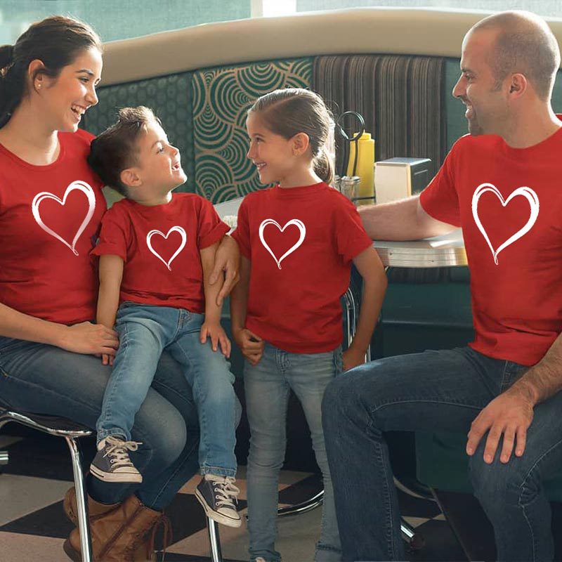 Family T Shirt Couple Dad Mum Father Mother Daughter Son Matching Clothes Woman Man Kid Baby Summer Tshirts  Valentinday Outfits