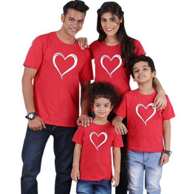 Family T Shirt Couple Dad Mum Father Mother Daughter Son Matching Clothes Woman Man Kid Baby Summer Tshirts  Valentinday Outfits