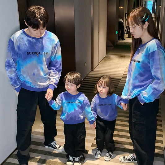 Hot sales Smile Face Printed Sweater for Couples Family Matching Outfit Clothes Sisters and Brothers Tops Mum and Me Pullovers