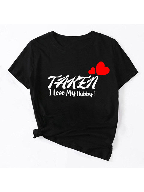 Valentine‘s Day Gift Tops Taken I Love My Wifey I Love My Hubby Matching Shirt Love Couples TShirts Lovers Valentine Tees Outfit