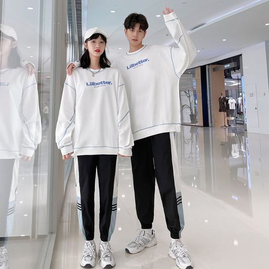 Couple Matching Hoodies Sweatshirt Sport Clothes College High School Korean Fashion Style Young Pair Lovers Women Outfit Wear A