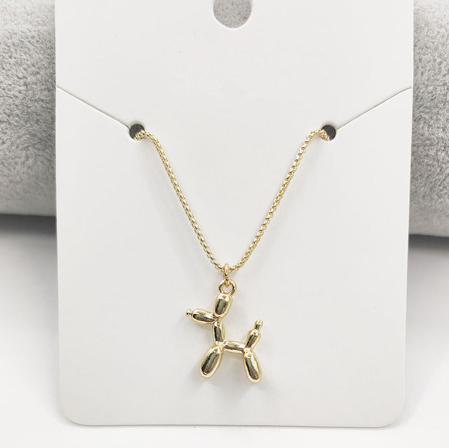 Trendy Cute 3D Balloon Dog Animal Pendant Necklaces For Women Men Couples Matching Best Friends Hip-hop Jewelry Gifts Wholesale