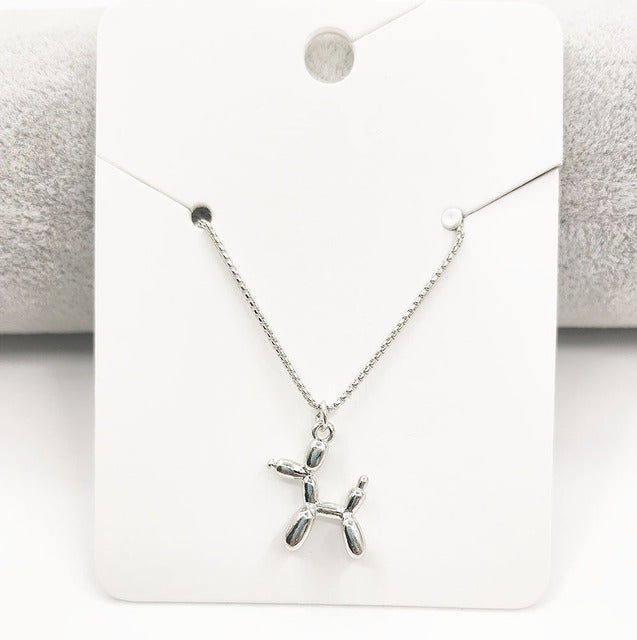 Trendy Cute 3D Balloon Dog Animal Pendant Necklaces For Women Men Couples Matching Best Friends Hip-hop Jewelry Gifts Wholesale