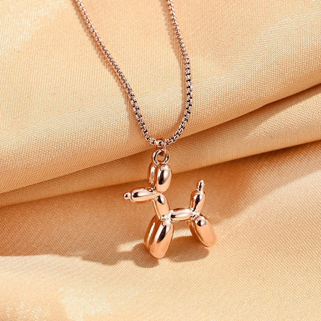 Trendy Cute 3D Balloon Dog Animal Pendant Necklaces For Women Men Couples Matching Best Friends Hip-hop Jewelry Gifts Wholesale