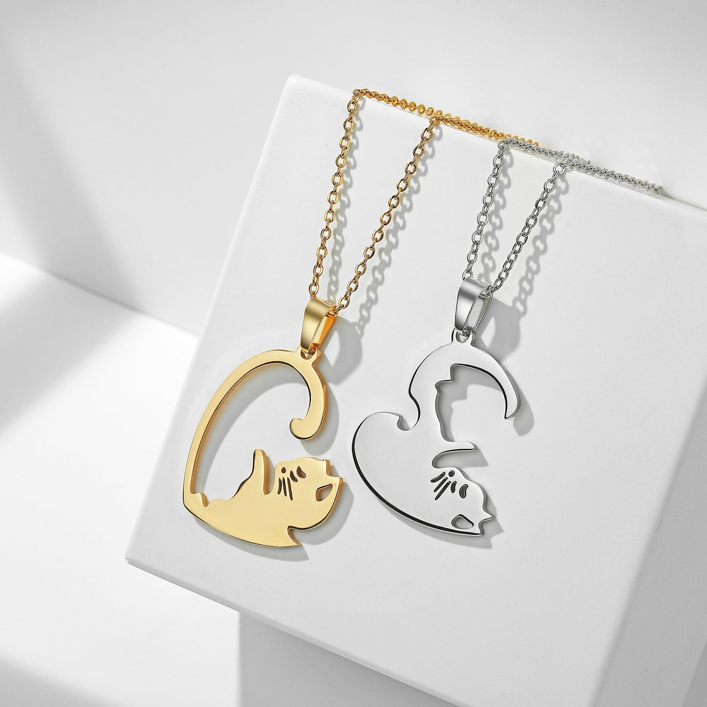 Cat Matching Necklaces Best Friend Girls Fashion Couples Friendship Pendant Heart Yin Yang Friendship Necklace For 2