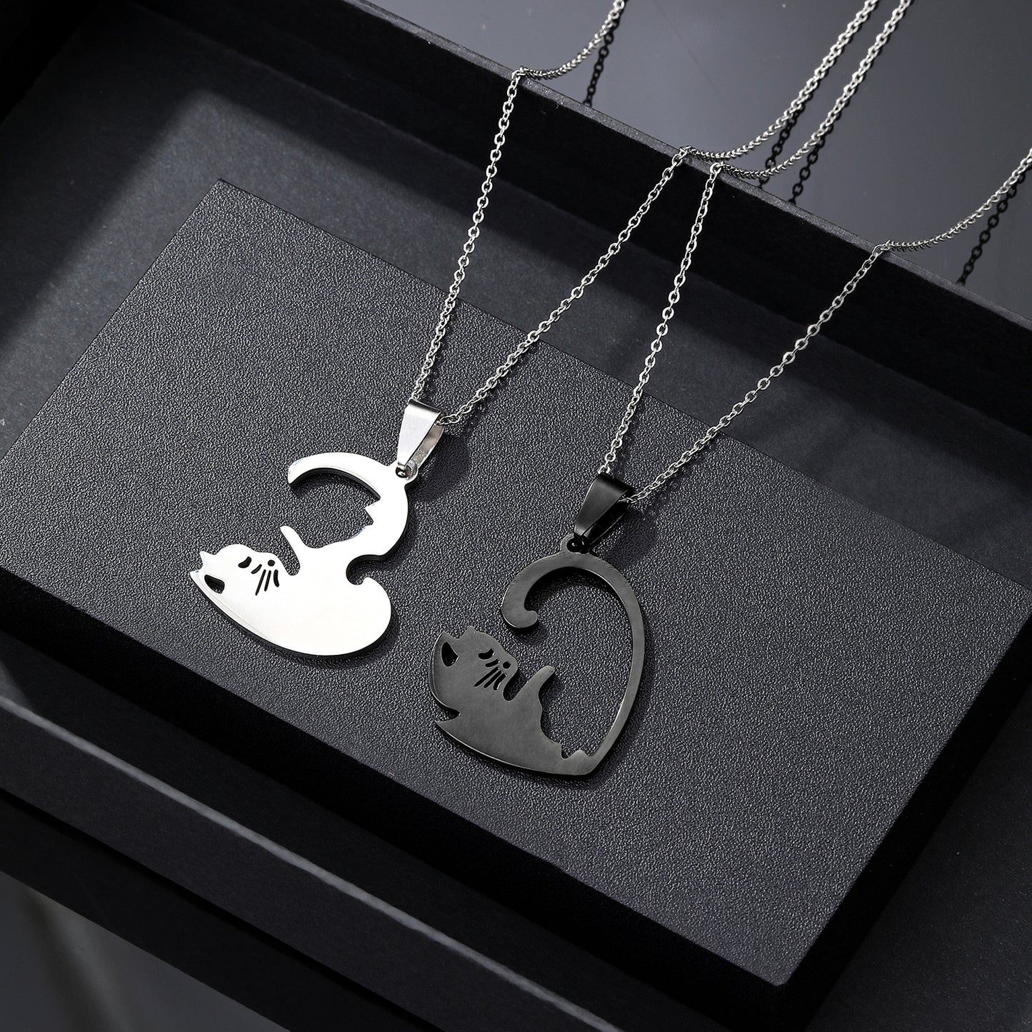 Cat Matching Necklaces Best Friend Girls Fashion Couples Friendship Pendant Heart Yin Yang Friendship Necklace For 2